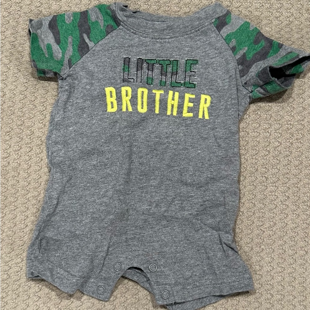 Little Brother Romper One Piece Carter’s Baby 3M Green Camo Summer Boy